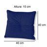 almofada quadrada com botao azul marinho medidas