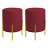 kit 2 puff thor bordo com pes de ferro dourado