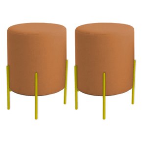 kit 2 puff thor terracota com pes de ferro dourado