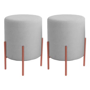 kit 2 puff thor prata com pes de ferro rose padrao