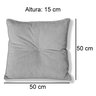almofada quadrada com botao prata medidas 50
