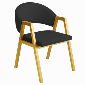 cadeira antonella pe de ferro dourado preto lado