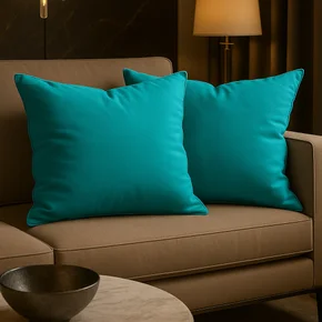 2 almofada quadrada azul turquesa sem botao
