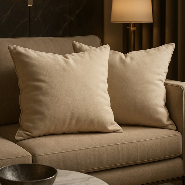 2 almofada quadrada bege sem botao